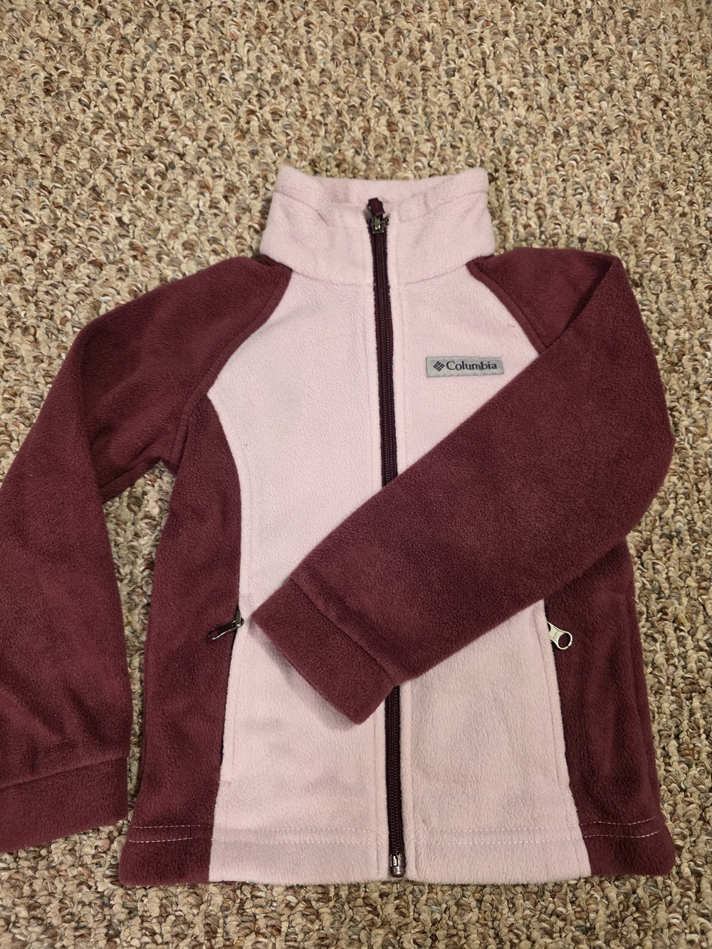 Columbia Girls' Pink and Maroon Fleece Jacket